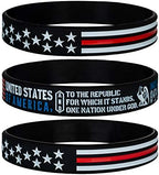 Sainstone Power of Faith Patriotic American Flag Silicone Bracelets Set with Patriot's Prayer, American Power Eagle - USA Thin Red Line Rubber Wristbands Gifts for Patriots, Army, Men, Women