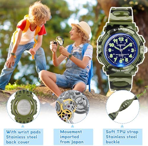Juboos Kids Watch Analog for Boys Girls, Childrens Waterproof Soft Strap Kids Time Teaching Quartz Wristwatch for Ages 5-15