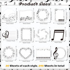 240 Sheets/12 Pads Music Themed Sticky Notes Self-Adhesive Musical Writting Notepads Music Note Post Its Message Reminder for Teacher Appreciation Home School Office Supplies