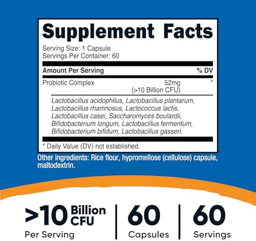 Nutricost Probiotic Complex (10 Billion CFU) 60 Capsules - Acidophilus Plus 9 Other Probiotics, Non-GMO, Gluten Free Supplement