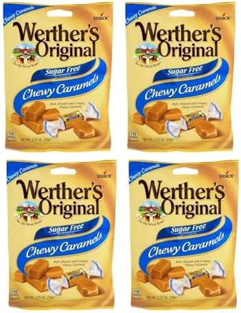 Werthers Original Sugar Free Chewy Caramels, 2.75 ounce (Pack of 4)