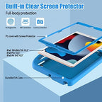 Kids Case for iPad 10.2 & 10.5, iPad 9th/8th/7th Generation 10.2" 2021 2020 2019 Case with Screen Protector, iPad Air 3rd Gen/Pro 10.5 inch Protective Cover with Handle Stand, Blue