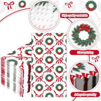 Potchen 100 Pcs Christmas Guest Paper Napkins Disposable Bathroom Hand Towels 3 Ply Bow Dinner Napkins for Xmas Bathroom Kitchen Decoupage Birthday Holiday Party Supplies(Christmas Wreaths and Bows)