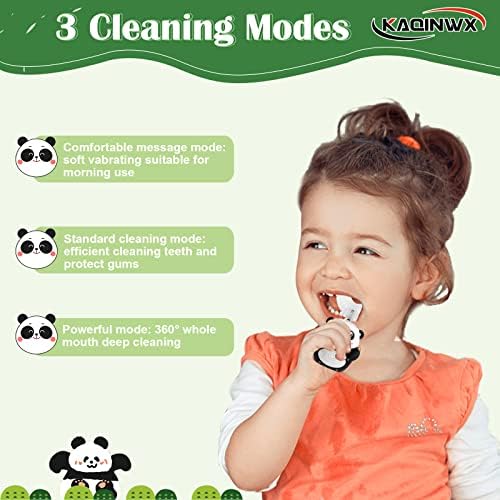 Kids U Shaped Electric Toothbrush for Age 2-12, Rechargeable Toddler Toothbrush with 60S Smart Timer, Panda Design, IPX7 Waterproof & 360°Cleaning,Develop Kids' Brushing Habits