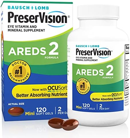 Bausch + Lomb PreserVision AREDS 2 Eye Vitamin & Mineral Supplement with OCUSorb, with Lutein & Zeaxanthin–from, 120 Soft Gels (MiniGels) (Pack of 2)