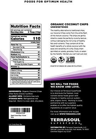 Terrasoul Superfoods Raw Coconut Chips (Organic), 12 Ounce (Pack of 2)