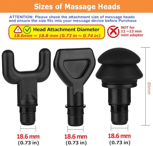 Cosmos 6 Pcs Massage Gun Heads Replaceable Attachment Adapter Deep Tissue Massager Gun Accessories, Assorted Functions for Runner Athletes Muscle Relaxation, Massage Head Connector Dia.18.6-18.8 mm