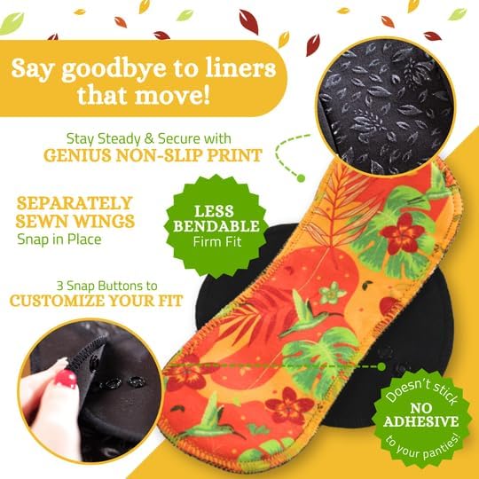 Non-Slip (Premium) Reusable Organic Panty Liners for Women & Teens (MEDIUM 7-Pack) – Breathable High-Temp Washable Viscose Cloth Panty Liners for Vaginal Discharge – Keep You Fresh & Dry for Daily Use