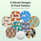 32 Pack Libre 3 & Plus Sensor Covers Waterproof, Freestyle Libre 3 Protective Cover Patches with Hardshell, Reduce Compression Lows Shockproof Breathable & Sweatproof Up to 14 Days (Dogs Cats)