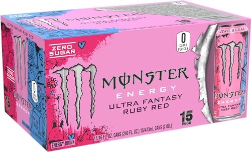 Monster Energy Ultra Fantasy Ruby Red, Sugar Free Energy Drink, 16 Ounce | Pack of 15