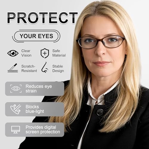 5 Pack Oval Reading Glasses All Day for Women,Computer Readers with Blue Light Protection