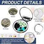 Portable Round Metal Pill Case with Mirror, Featuring 3 Compartments—Perfect for Travel. BPA-Free. (S-Bronze, Small)