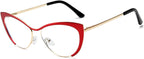 KFPH Fashion Cat Eye Blue Light Glasses for Women Cute Bluelight Blocking Fake Gaming Computer Glasses Metal Frames