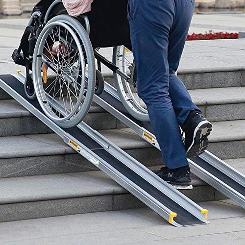 Goplus Wheelchair Ramp, Adjustable Portable Aluminum Ramps with Non-Skid Surface for Home Steps Stairs Doorways, 4' / 6'/ 7' Telescopic Handicap Ramp 600 LBS Capacity (4' to 7')