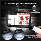 Folding Handheld Magnifying Glass with Light, 5X Large Rectangle Reading Magnifier with Dimmable LED for Seniors with Macular Degeneration, Newspaper, Books, Small Print, Lighted Gift for Low Visions
