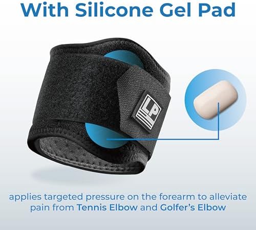 LP SUPPORT 751CA Elbow Brace Strap- Golf and Tennis Elbow Brace for Men & Women - Wrap Band for Workout, Weightlifting and Golf, for Tendon Pain Relief and Sports Injury Recovery (1-Pack)