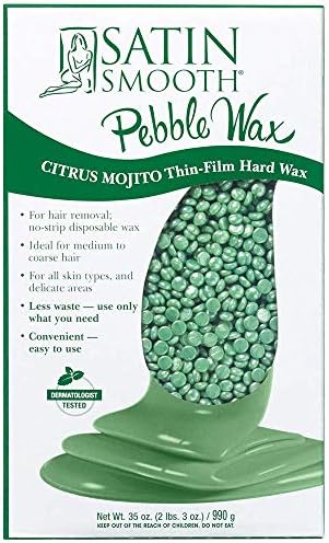 Satin Smooth Citrus Mojito Pebble Wax, Thin-Film Hard Wax for Medium to Coarse Hair, No-Strip Hair Removal Wax for All Skin Types, 35 oz