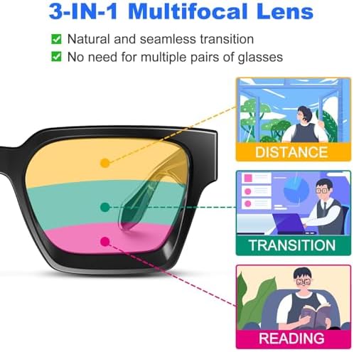 VISOONE Progressive Multifocal Anti-Fog Reading Glasses with Anti-Blue Light and UV Protection Readers Women and Men RIVER