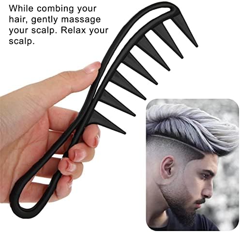 2 Pcs Wide Tooth Comb, Large Tooth Curl Comb Shark Teeth Hair Hairstyle Tool for Curly Wet Wavy Thick Hair Wigs Barber Salon, Women Men
