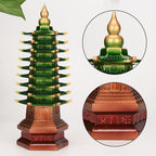 BRABUD Resin Fengshui 9 Level Pagoda Wenchang Tower Statue Colorful 9.8''(H) Protection Business Rises Figurine Buddhism Temple Home Office Decoration TQGJBS702