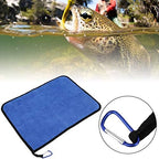 Pure Cotton Thickened Fishing Towel,Double Sided Water Absorption Towel with Metal Hook for Outdoor Fishing or Scrubbing Boats and Rods