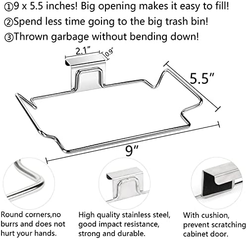 Large Stainless Steel Trash Bag Holder for Kitchen Cabinets Doors and Cupboards, Under Sink Bag Holder, Garbage Bag Holder, Waste Can, Kitchen Trash Cans
