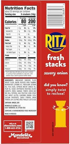 RITZ Fresh Stacks Savory Onion Crackers, Travel Snacks, 11.5 oz (8 Multi Snack Packs) (Pack of 2)