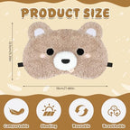NEWEST 2 Pcs Cute Plush Animal Sleeping Masks, Soft Panda Bear Eye Cover for Sleeping with Elastic Strap, Funny Cartoon Eyeshade Blindfold for Blackout Travel Nap Night Sleep Party Girl Boy