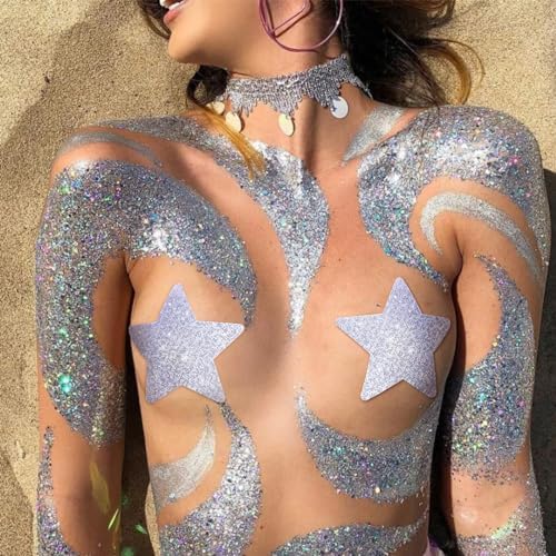 Glitters Pasties Rave Pack Nipple Covers Stickers Disposable Sticky Breast Petals Bra for Women Rave Outfit Party
