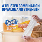 Scott ComfortPlus Toilet Paper, 12 Triple Rolls, 231 Sheets per Roll, Septic-Safe, 1-Ply Toilet Tissue (Packaging May Vary)
