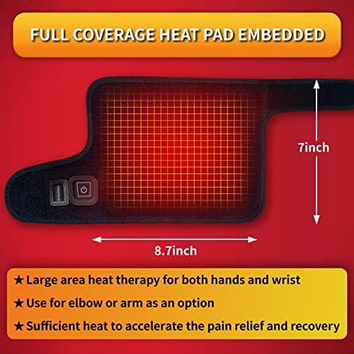 Hand & Wrist Heating Pad Wraps, Auto Shut Off Therapy Electric Heated Brace for Carpal Tunnel Syndrome, Arthritis, Tendonitis, Joint Pain Soreness(Medium)