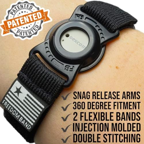 4-18" Inch Armband 360° Adjustable for Dexcom G7 : Transmitter Protection Sensor Cover Arm & Leg Band -No More Adhesive Patches (4-18" Active Band Black Matte)
