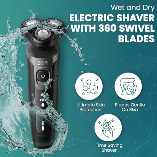Philips Electric Shavers for Men, Rechargeable AquaTouch Mens Electric Shaver Wet and Dry with Comfort Cut Blades and Click-on Precision Trimmer, Cordless Electric Razors with 5D Flex Head