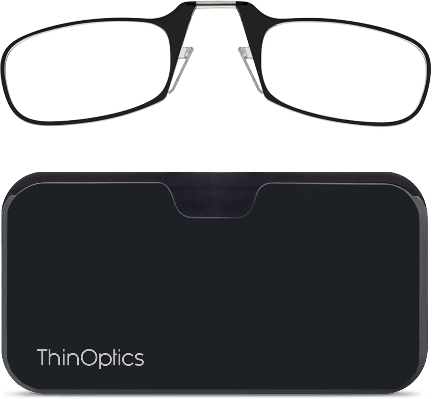 ThinOptics Universal Pod Rectangular Reading Glasses, Black Frames/Black Case, 1.5 x (UPBLB3)