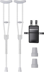 Aluminum Crutches for Adults & Seniors, Adjustable Crutches for Walking, Comfortable Lightweight Crutch with Underarm Pad & Crutch Bag & Hand Grip, 300 LB Weight Capacity, 1 Pair