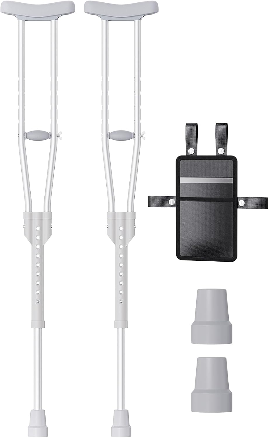 Aluminum Crutches for Kids & Adults, Lightweight Adjustable Crutches for Walking with Comfortable Underarm Pad and Hand Grip & Crutch Bag, 300 LB Weight Capacity, Fitting 4'5"-5'10", 1 Pair