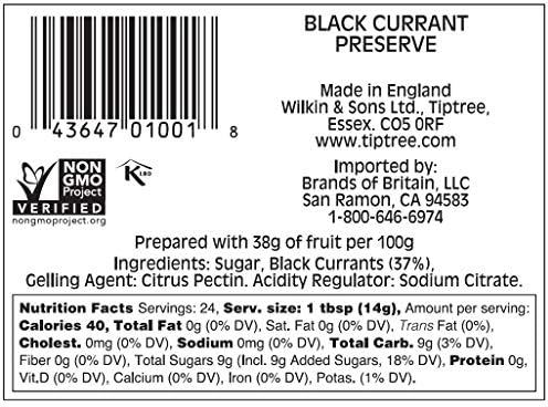 Tiptree Black Currant Preserve, 12 Ounce Jars (Pack of 6)