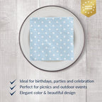 PAW - 100 Pack Baby Blue Cocktail Napkins 5'' x 5'', Disposable Beverage Napkins with Dots, Dessert Towels for Baby Shower, Gender Reveal, Wedding, Birthday, Bridal Party, Decoupage