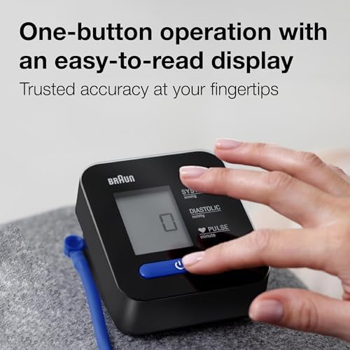 Braun ExactFit 1 Upper Arm Digital Blood Pressure Monitor with Adjustable BP Cuff for Home Use, Simple One Button Operation for at Home Blood Pressure Monitoring, Large Easy to Read Display, BUA5000