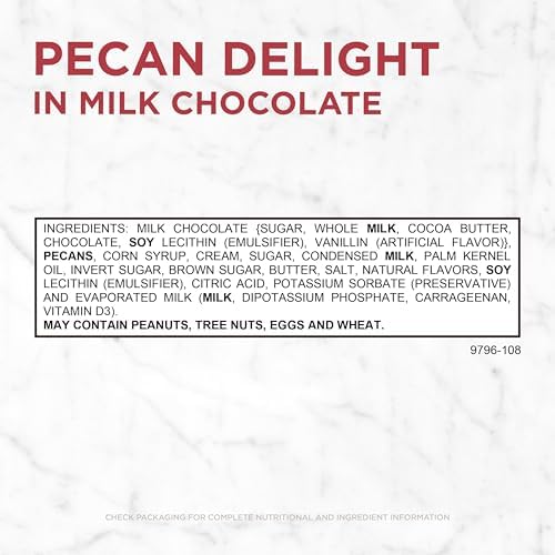 Russell Stover Pecan Delight Gusset Bag 16.10 Ounce Russel Stover Milk Chocolate Covered Candy Pack, Crunchy Pecans and Buttery Caramel Covered In Sweet Milk Chocolate Candy, Individually Wrapped