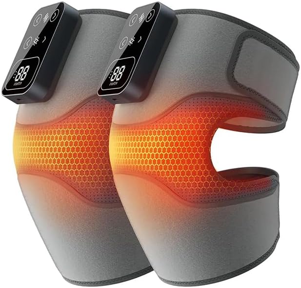 Saker Smart Knee Massager with Heat and Vibration, [2025 Upgraded] -5000mAh Cordless Heated Knee Brace, 5-Heat & 3-Massage Mode Infrared Joint Pain Relief, Gift for Elderly