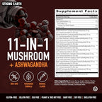 Mushroom Gummies with Ashwagandha - 350mg 10-in-1 Mushroom Blend - Lions Mane, Cordyceps, Reishi, Chaga, Turkey Tail, Maitake, Shiitake - Gelatin Free, Vegetarian - 60 Count (2 Per Serving)