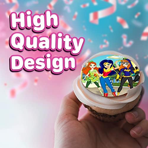 30 x Edible Cupcake Toppers Themed of Dc Super Hero Girls Collection of Edible Cake Decorations | Uncut Edible on Wafer Sheet