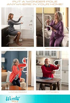 Stander Wonder Pole, Security-Pole and Curve Grab Bar, Tension Mounted Floor to Ceiling Transfer-Pole for Seniors, Elderly Adults, Bathroom Safety Assist and Stability Rail, Bronze