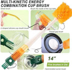 9Pcs Bottle Cleaning Brush Set with Long Handle, Nylon Tube Brush Cup Cleaner, Straw Brushes for Washing Narrow Neck Water Bottle Pipes Kettle Spout Cleaning