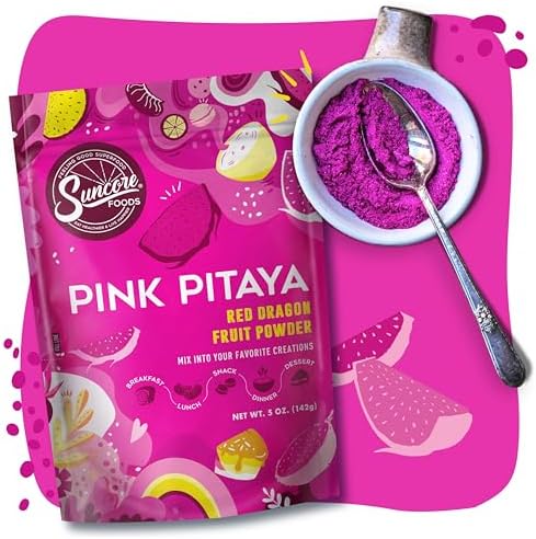 Suncore Foods Pink Pitaya Powder, Natural Pink Food Coloring Powder, Gluten-Free, Non-GMO, 5oz (1 Pack)