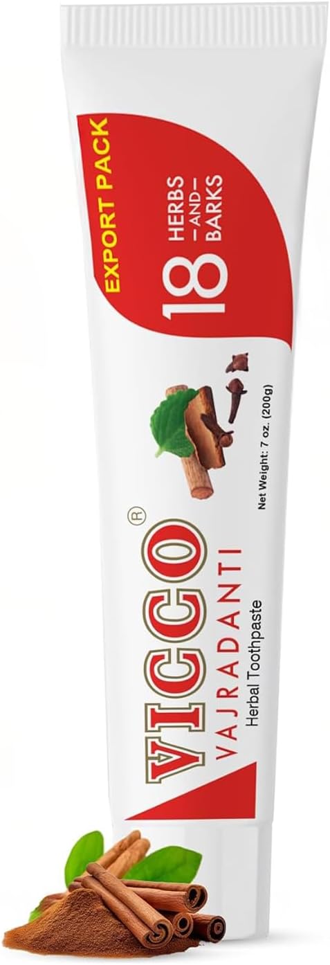 Vicco Vajradanti Ayurvedic Herbal Toothpaste by Vicco – 70 Year Legacy of Ayurveda, with 18 Ayurvedic Herbs & Barks, 100% Natural, Vegan, Fluoride-Free & Cruelty-Free – 7 oz (1 Pack)
