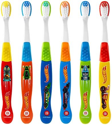 Brush Buddies Hot Wheels Toothbrush for Kids, Kids Toothbrushes, Toothbrush Pack, Soft Bristles for Kids, Toddler Ages 2-4, 6PK