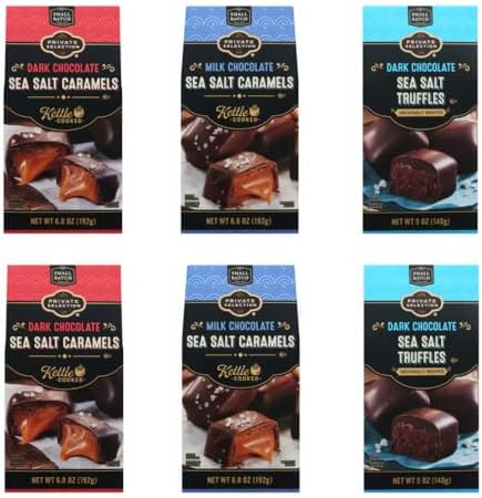 Dark, milk chocolate Sea Salt Caramel, Truffles Private Selection Variety park of 6