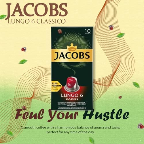 Jacobs Lungo 6 Classico 10x10 CAPSULES, Coffee Capsules Compatible with (0,57 USD/1 CAP)